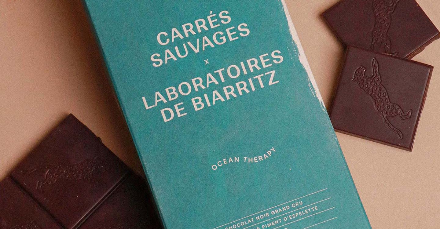 Tablette de chocolat de Carrés Sauvages et les Laboratoires de Biarritz